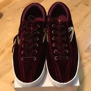 Tretorn Burgundy Velvet Sneakers
